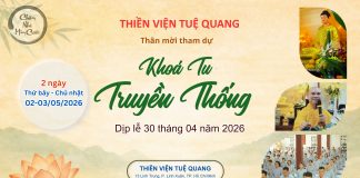 THÔNG BÁO KHÓA TU TRUYỀN THỐNG DỊP LỄ 30 THÁNG 4 NĂM 2026 – THÂN MỜI THAM DỰ (2 ngày)