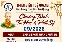 CHƯƠNG TRÌNH TU HỌC & PHẬT SỰ THÁNG 09/2026