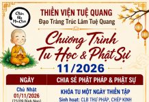 CHƯƠNG TRÌNH TU HỌC & PHẬT SỰ THÁNG 11/2026